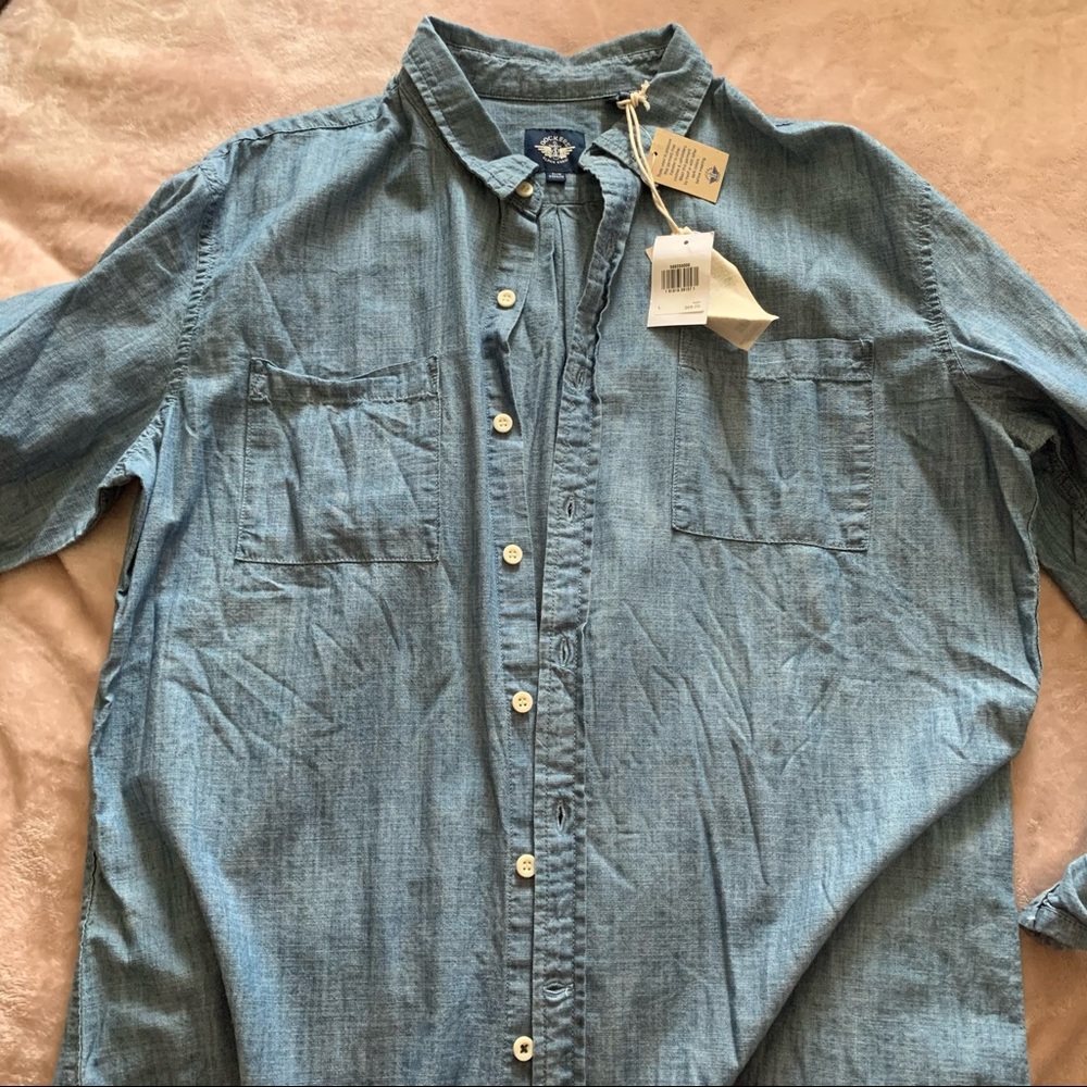 NWT Dockers Slim Fit Denim/Chambray Woven Top